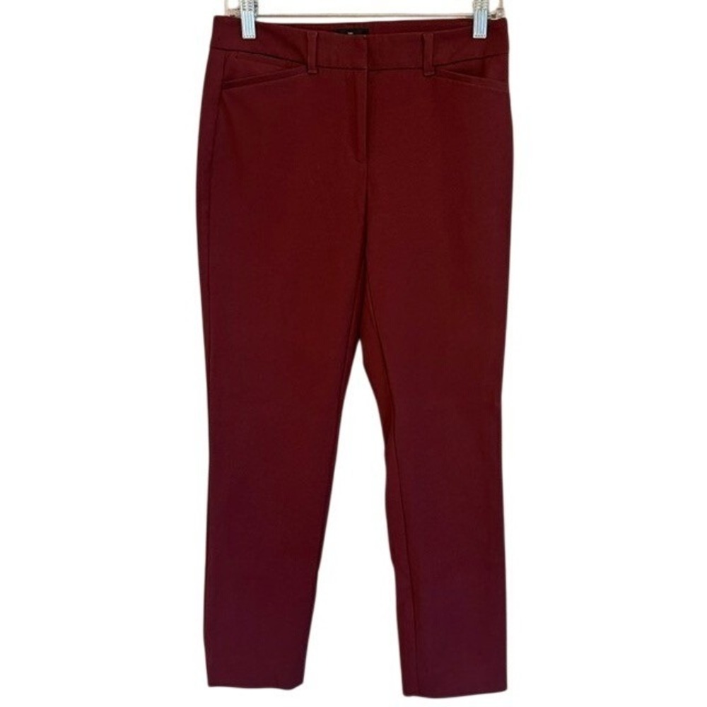 WHBM White House Black Market Burgundy Maroon Slim Ankle Dress Pants Career 2